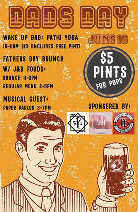 Today: Father’s Day Brunch & $5 Dad drinks! Celebrate with yoga at 10 Brunch…