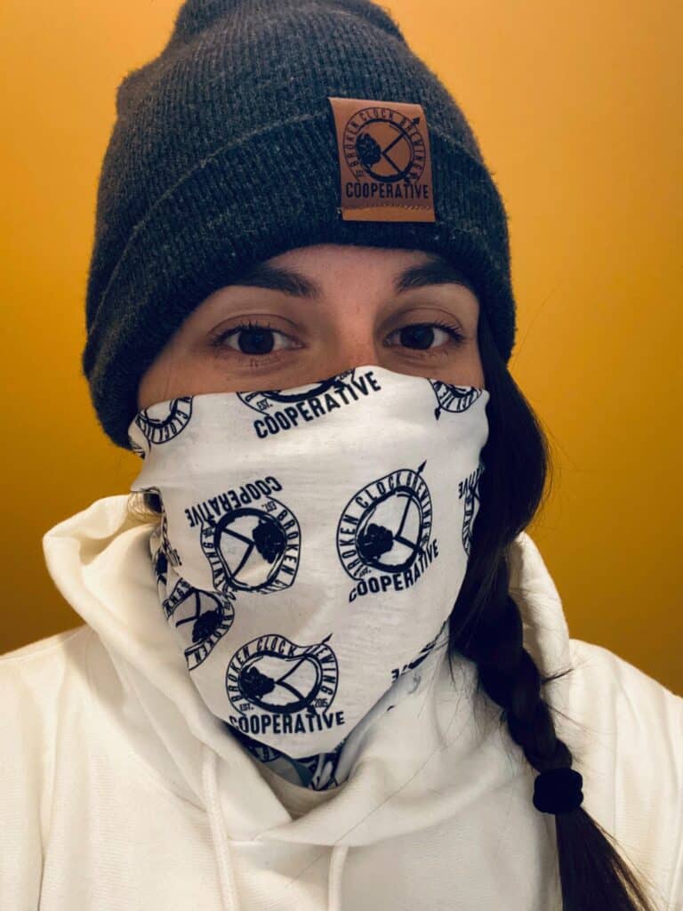 Broken Clock face shields now available in black and white! Great for biking, cleani…