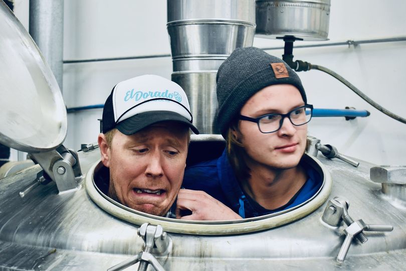 Please enjoy another random photo of our brewers in the boil kettle just to remi