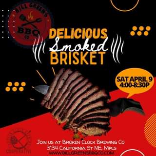 Bill Green’s Bbq Co will be at the taproom today at 4pm! It’s a beautiful day, c